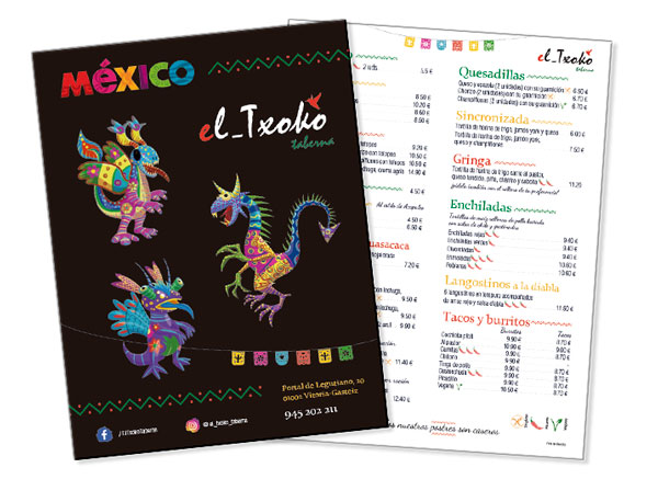 carta de restaurante mexicano el txoko taberna